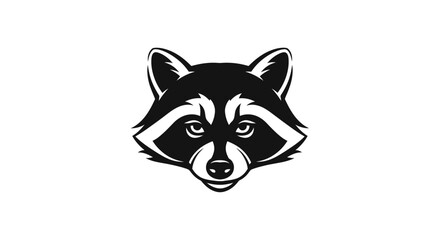 Black Raccoon Face Silhouette with Mask Markings head