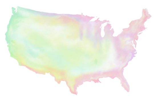 A colorful map of the United States