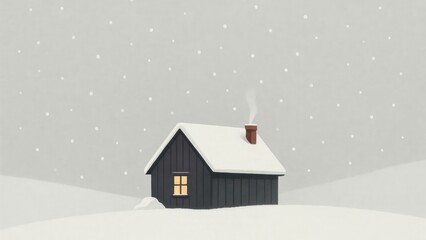 Fototapeta premium Cozy cabin amidst snowy landscape wallpaper