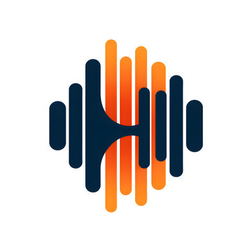 Dynamic sound wave logo design with abstract audio bars and modern digital pulse for music tech and broadcast