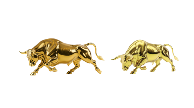 Golden bull statue on transparent background png