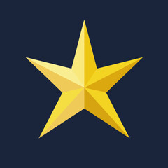 Obraz premium Modern Golden Star with Volumetric 3D Effect Vector Illustration on a Deep Navy Blue Background