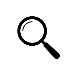 Minimalist Black Magnifying Glass Vector Icon Illustration