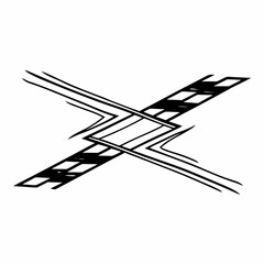 Abstract black and white geometric design with sharp lines and shapes