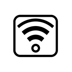 Minimalist Black Wi-Fi Signal Rounded Square Vector Illustration