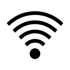 Minimalist Black and White Wi-Fi Signal Vector Icon Illustration