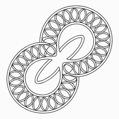 Abstract infinity symbol with decorative circular border