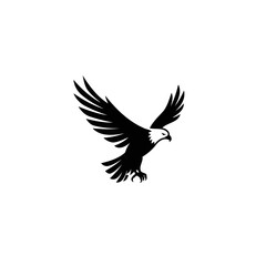 Majestic Bald Eagle in Dynamic Flight Silhouette Vector Illustration