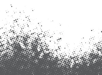 Gray halftone dots fade upward from bottom edge on white background. Vector illustration with comic-style gradient design.
