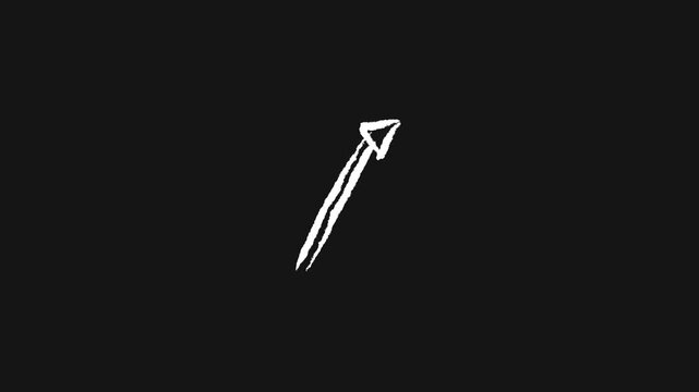 White Straight Wiggly Arrow Pointing Up Right Animation On Black Background