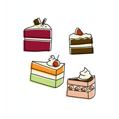 set of cakes cartoon vector illustration. National cake day themed