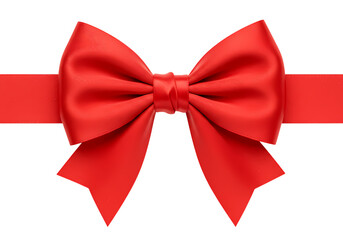 Elegant Red Satin Bow and Ribbon on Pure White for Gifts and Celebrations isolated on transparent background