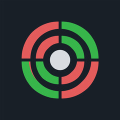 Concentric circles with alternating red and green segments and a central gray circle vector