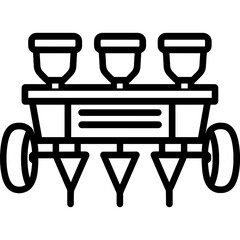 Seed drill planter outline icon vector