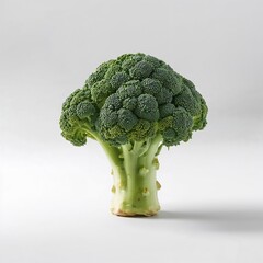 Fresh broccoli crown isolated on pure white background