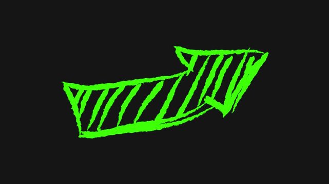 Glowing Green Arrow Hand Drawn Neon Direction Upward Progress Chalk Illustration Artistic Guide Trendy Vector Design