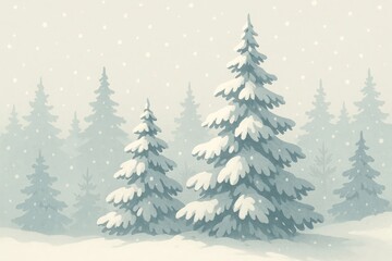 Obraz premium Serene snowy forest landscape wallpaper.