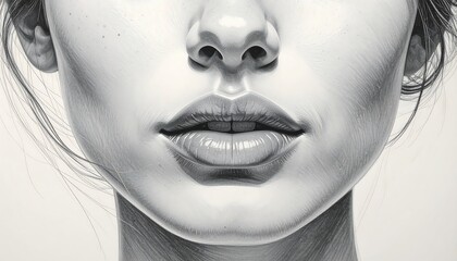 Detailed Pencil Sketch of a Womans Face. © dina