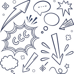 Comic Doodle Arrows and Speech Bubbles Set