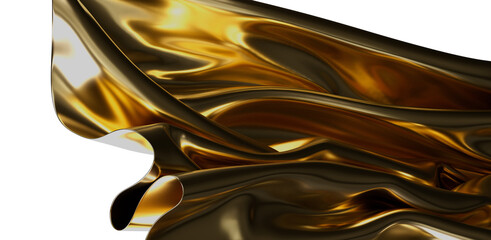 A stunning abstract image of flowing gold fabric with glossy reflections, perfect for luxurious...