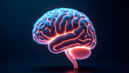 Human Brain Made of Glowing Circuit Patterns