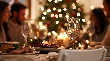 Festive Holiday Gathering: Share joy, warm food, and cozy moments around a Christmas table with loved ones.