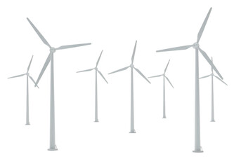 Wind Turbines for Renewable Energy Generation - Sustainable Power Technology and Green Future Concept isolated on transparent background