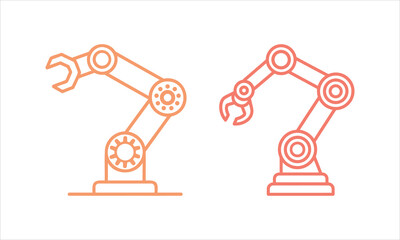 Two robotic arms icons representing modern industry and automation technology