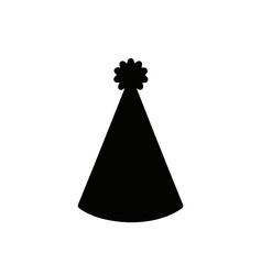 Isolated Black Party Hat Silhouette on White Background for Celebration Designs