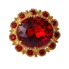 gold brooch png red gemstone brooch png jewelry brooch png luxury pin png accessory png transparent background image