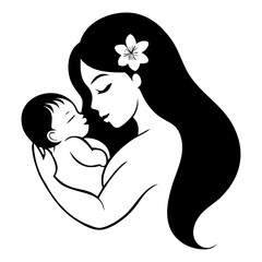 Silhouette of a mother holding her baby