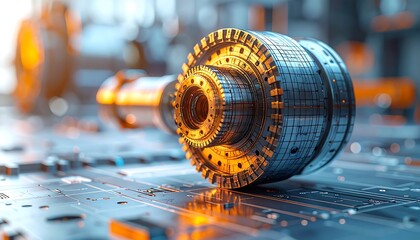 Obraz premium Detailed view of a complex mechanical component.