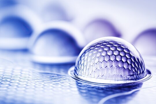 Abstract macro shot round drops showing a patterned surface