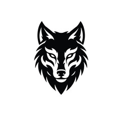 Black wolf head logo on white background Keywords: wolf, head, logo, animal, wild, predator