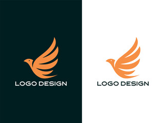 Flying Bird Logo in Orange and Black — Elegant Modern Symbol for Business or Company