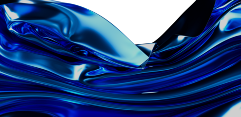 Abstract image of a flowing, metallic blue surface with a futuristic and elegant design. Perfect for backgrounds, design elements, and modern ar
