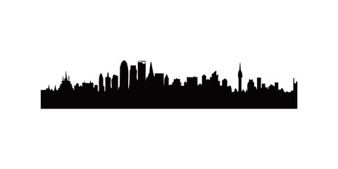 Fototapeta premium City silhouette vector set. Panorama city background. Skyline urban border collection.vector icon