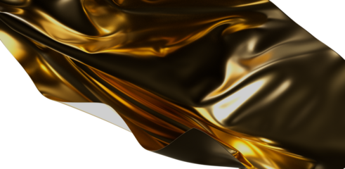 Captivating abstract image of shimmering golden silk fabric, ideal for backgrounds, elegant designs, and conveying feelings of luxury and wealth
