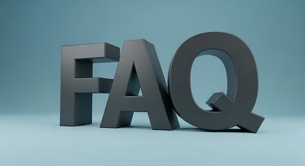 Frequently Asked Questions FAQ concept with dark gray letters isolated on blue background