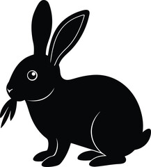 Cute cartoon vector illustration of an Easter bunny with pink ears and an egg