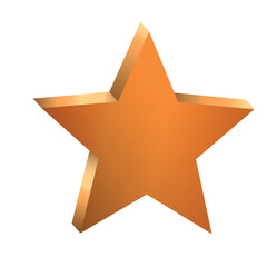 3D golden realistic star isolated on white background. Festive holiday icon. Celebration concept, metallic gold shape. Invitation mock up.