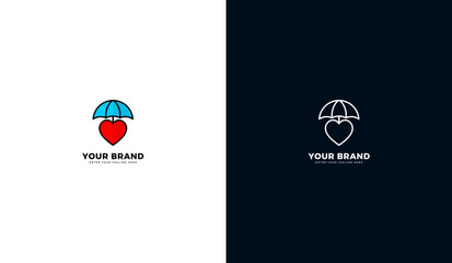 Heart umbrella logo, heart umbrella icon