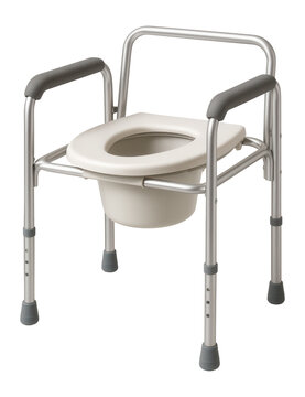 A bedside commode for easy access in bedrooms, ideal for those with limited mobility.
