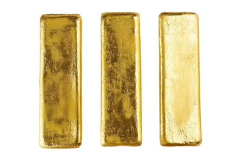 AI Image Gleaming trio of opulent golden bars against a void backdrop embodying wealth and security