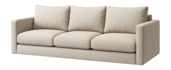 Straight sofa with removable, washable cotton covers, ideal for busy family rooms.