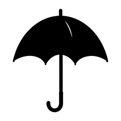 Vector art of minimalist black umbrella graphic, a universal symbol for rain protection and preparedness, clean and versatile