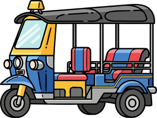 Naklejka premium vibrant urban hopper iconic threewheeled taxi for memorable southeast asian adventures, isolated on transparent background