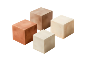 AI Image of four cubes of varying neutral tones arranged in a quadrant formation on black backdrop