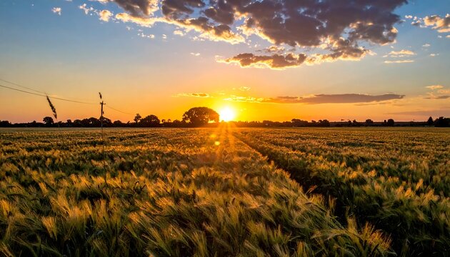Sunset over a wheat field