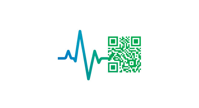 Medical health qr code logo with heartbeat line vector design - Powered by Adobe